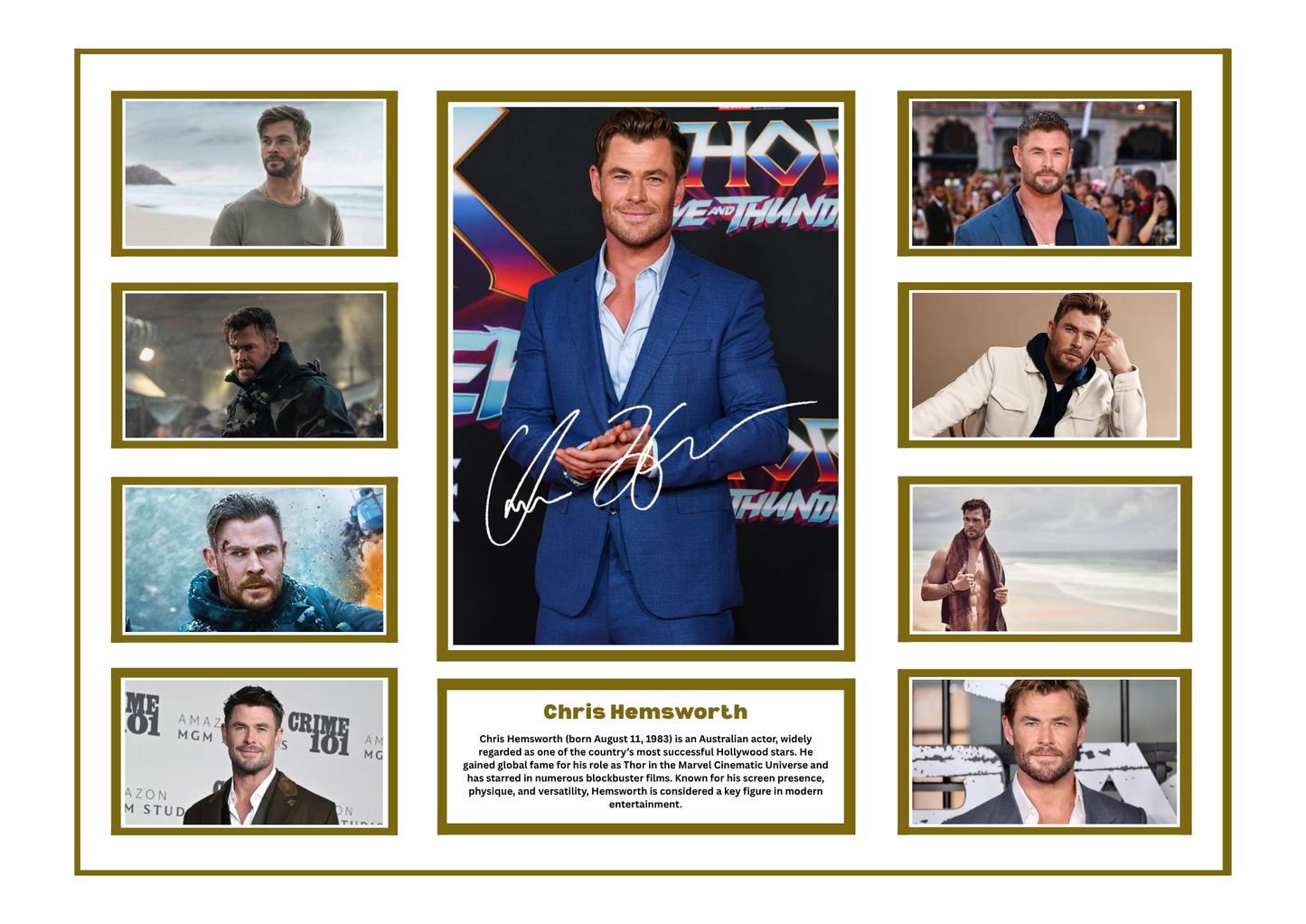 CHRIS HEMSWORTH SIGNED FRAMED LIMITED EDITION MEMORABILIA