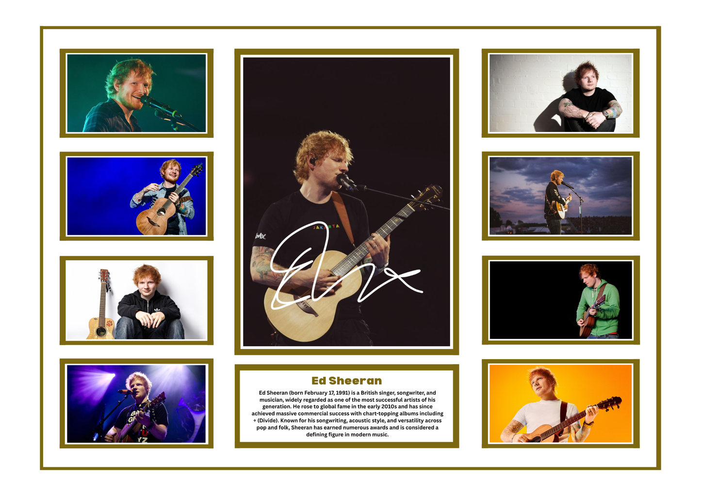 ED SHEERAN SIGNED FRAMED LIMITED EDITION MEMORABILIA