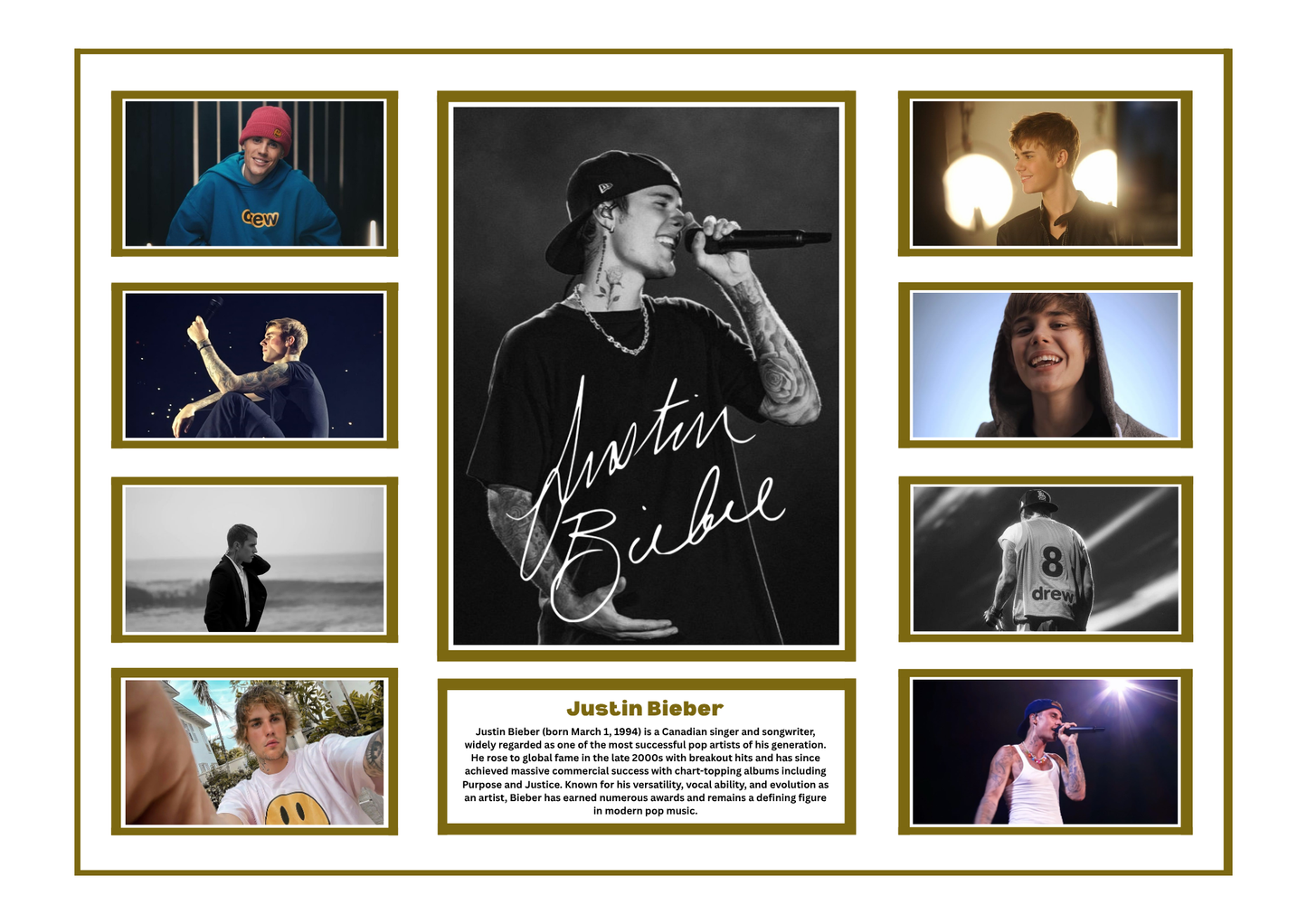 JUSTIN BIEBER SIGNED FRAMED LIMITED EDITION MEMORABILIA