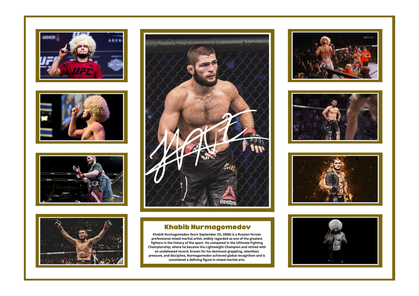 KHABIB NURMAGOMEDOV SIGNED FRAMED LIMITED EDITION MEMORABILIA