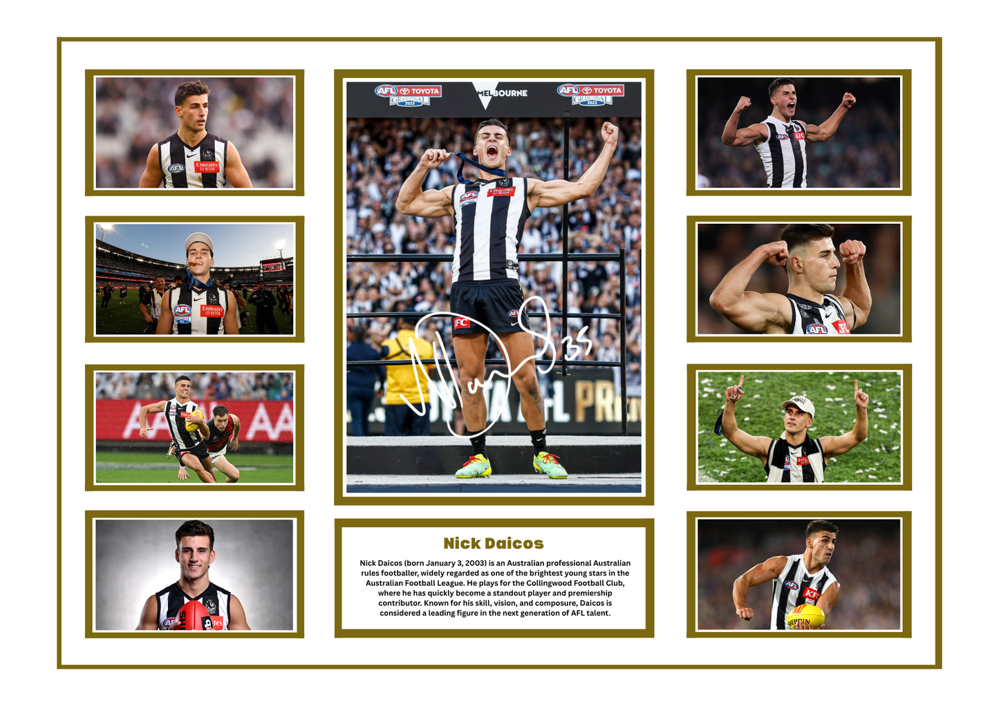 NICK DAICOS SIGNED FRAMED LIMITED EDITION MEMORABILIA