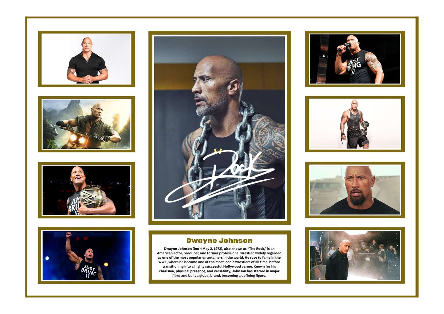 DWAYNE JOHNSON SIGNED FRAMED LIMITED EDITION MEMORABILIA