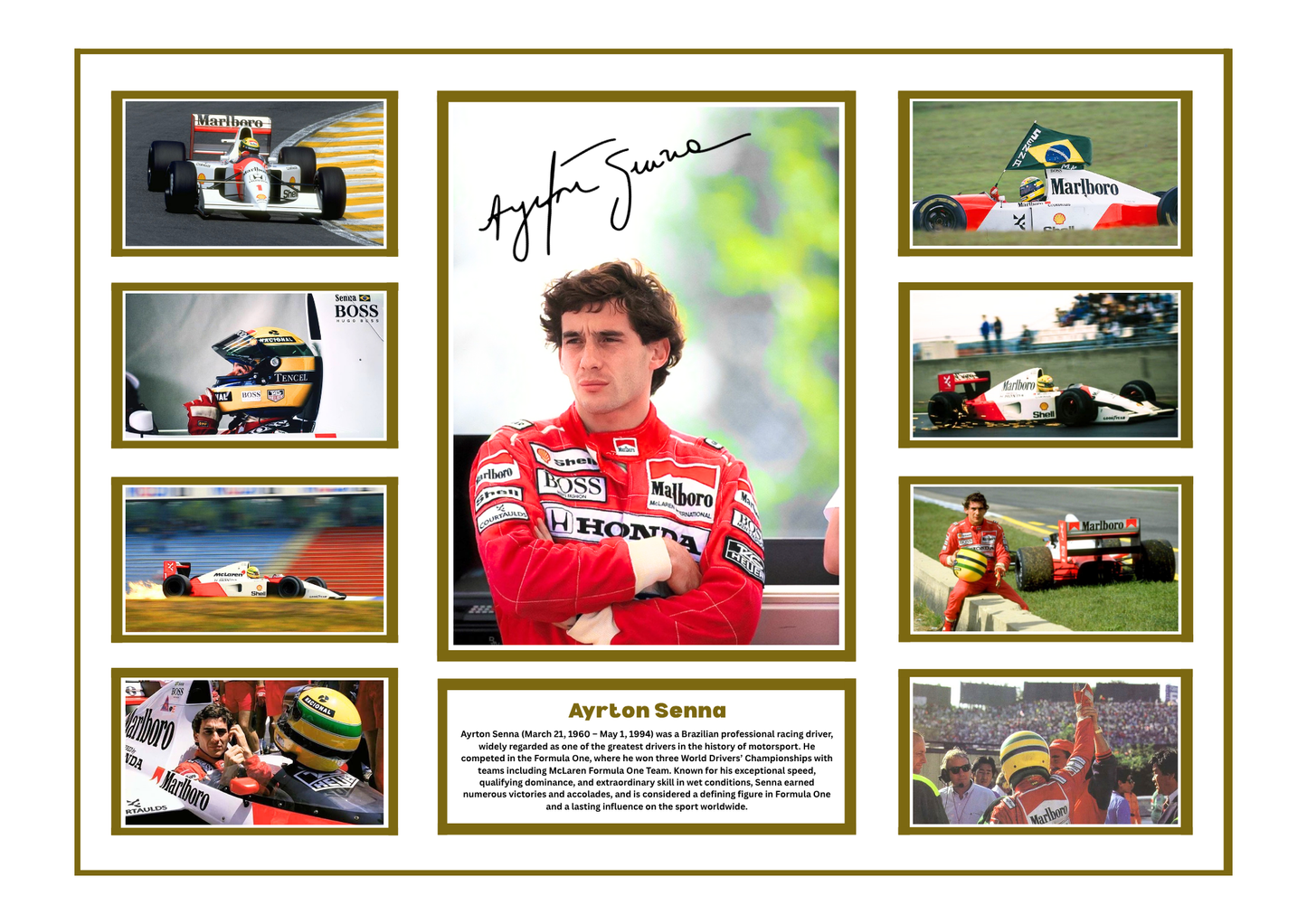AYRTON SENNA SIGNED FRAMED LIMITED EDITION MEMORABILIA