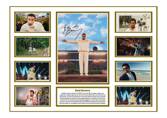 BAD BUNNY SIGNED FRAMED LIMITED EDITION MEMORABILIA