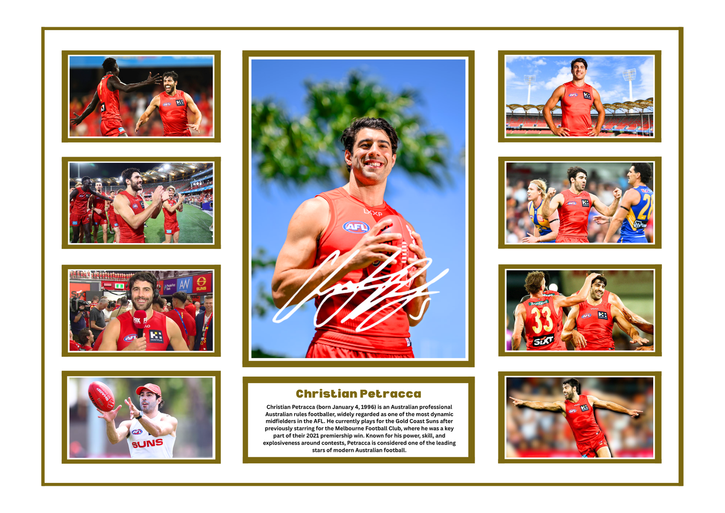 CHRISTIAN PETRACCA SIGNED FRAMED LIMITED EDITION MEMORABILIA