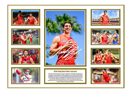 CHRISTIAN PETRACCA SIGNED FRAMED LIMITED EDITION MEMORABILIA