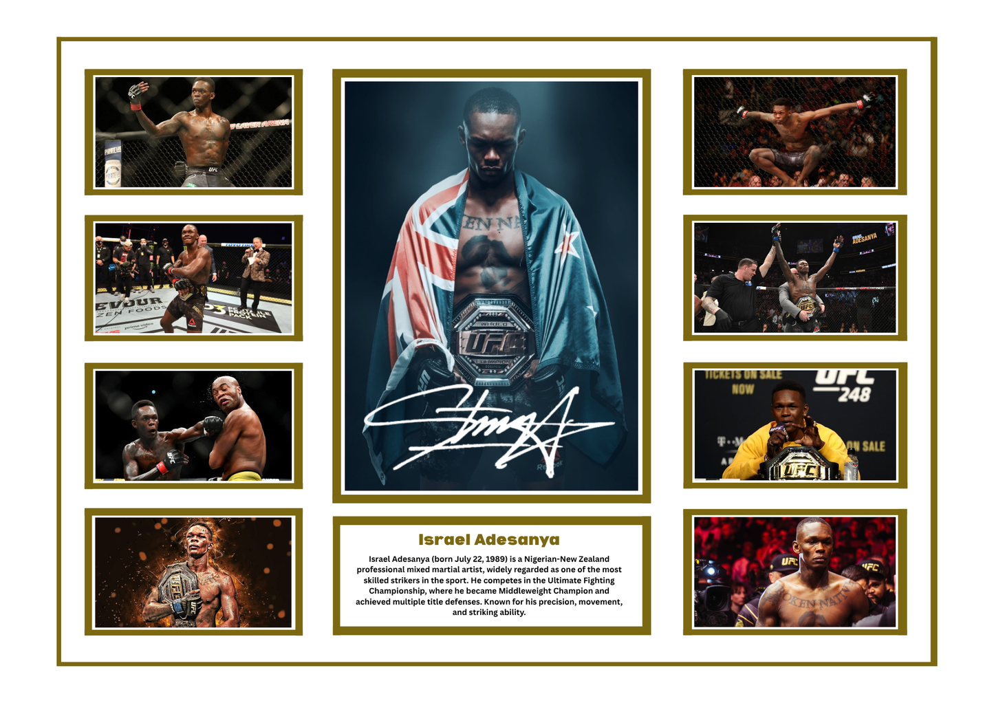 ISRAEL ADESANYA SIGNED FRAMED LIMITED EDITION MEMORABILIA