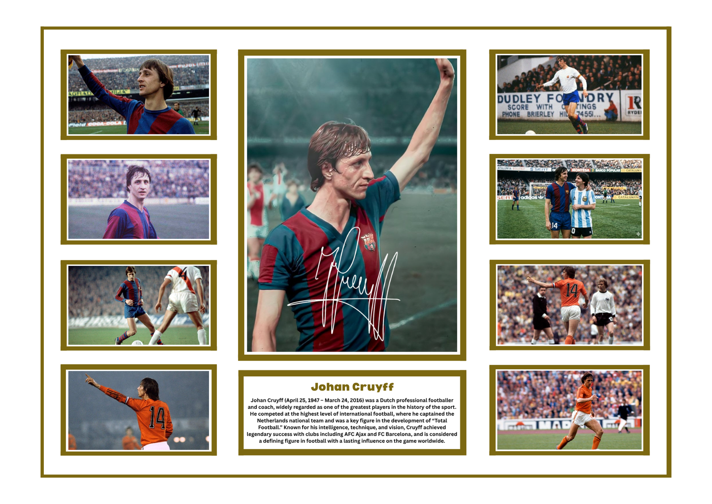 JOHAN CRYUFF SIGNED FRAMED LIMITED EDITION MEMORABILIA