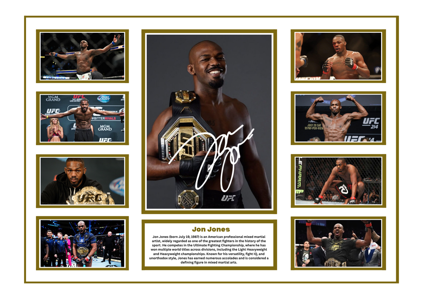 JON JONES SIGNED FRAMED LIMITED EDITION MEMORABILIA