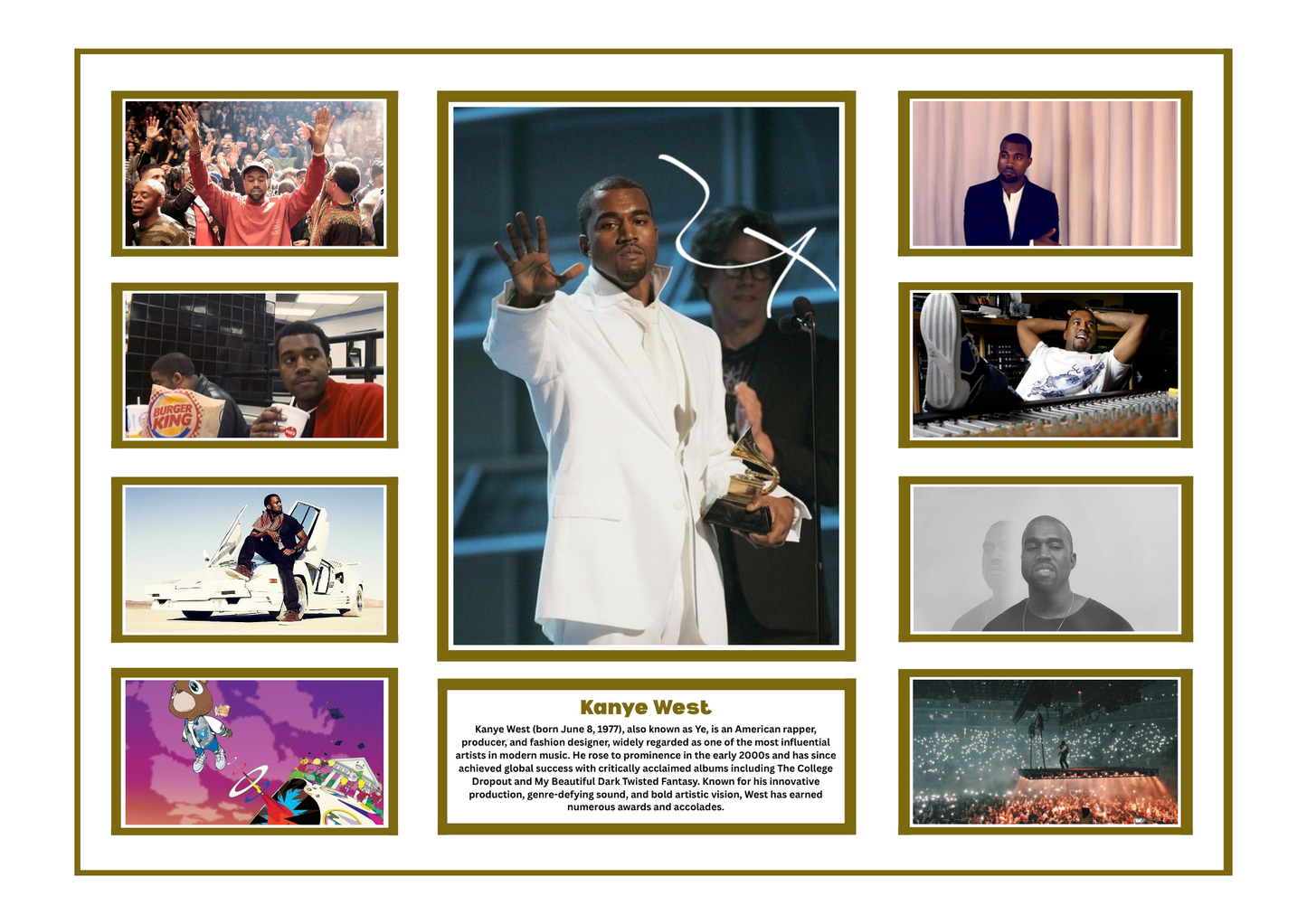 KANYE WEST SIGNED FRAMED LIMITED EDITION MEMORABILIA