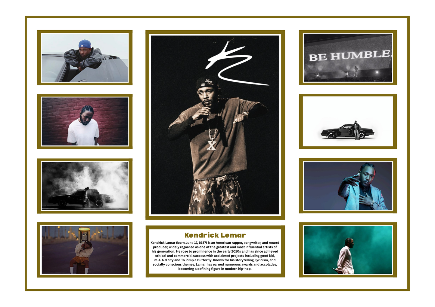 KENDRICK LEMAR SIGNED FRAMED LIMITED EDITION MEMORABILIA