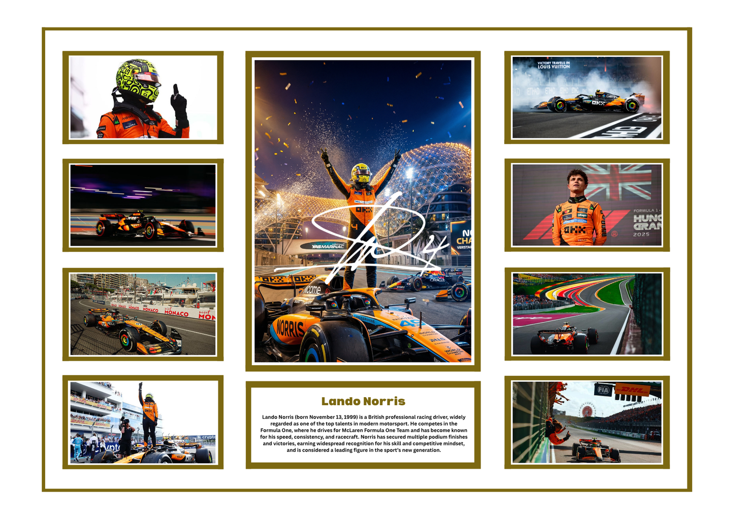 LANDO NORRIS SIGNED FRAMED LIMITED EDITION MEMORABILIA