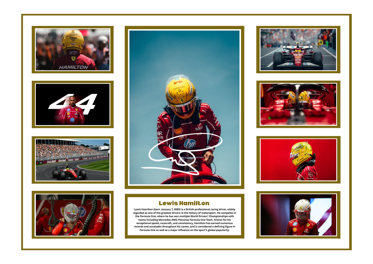 LEWIS HAMILTON SIGNED FRAMED LIMITED EDITION MEMORABILIA