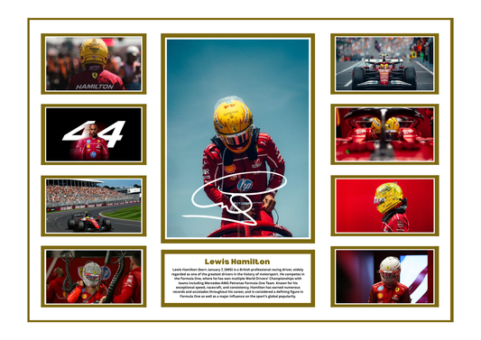 LEWIS HAMILTON SIGNED FRAMED LIMITED EDITION MEMORABILIA