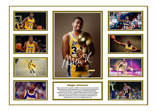 MAGIC JOHNSON SIGNED FRAMED LIMITED EDITION MEMORABILIA