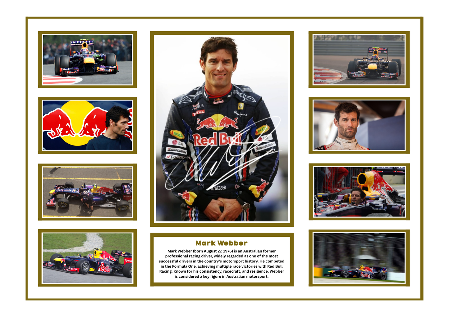 MARK WEBBER SIGNED FRAMED LIMITED EDITION MEMORABILIA