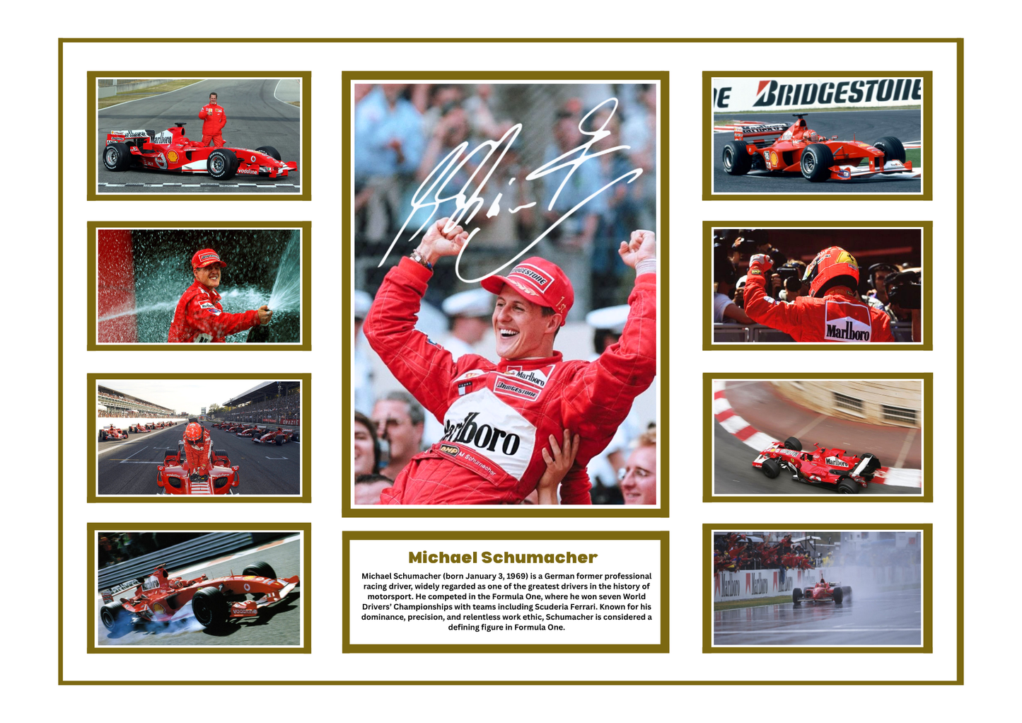 MICHAEL SCHUMACHER SIGNED FRAMED LIMITED EDITION MEMORABILIA