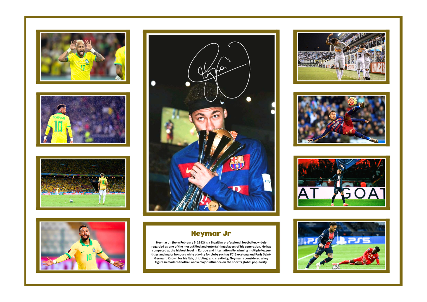 NEYMAR JR SIGNED FRAMED LIMITED EDITION MEMORABILIA