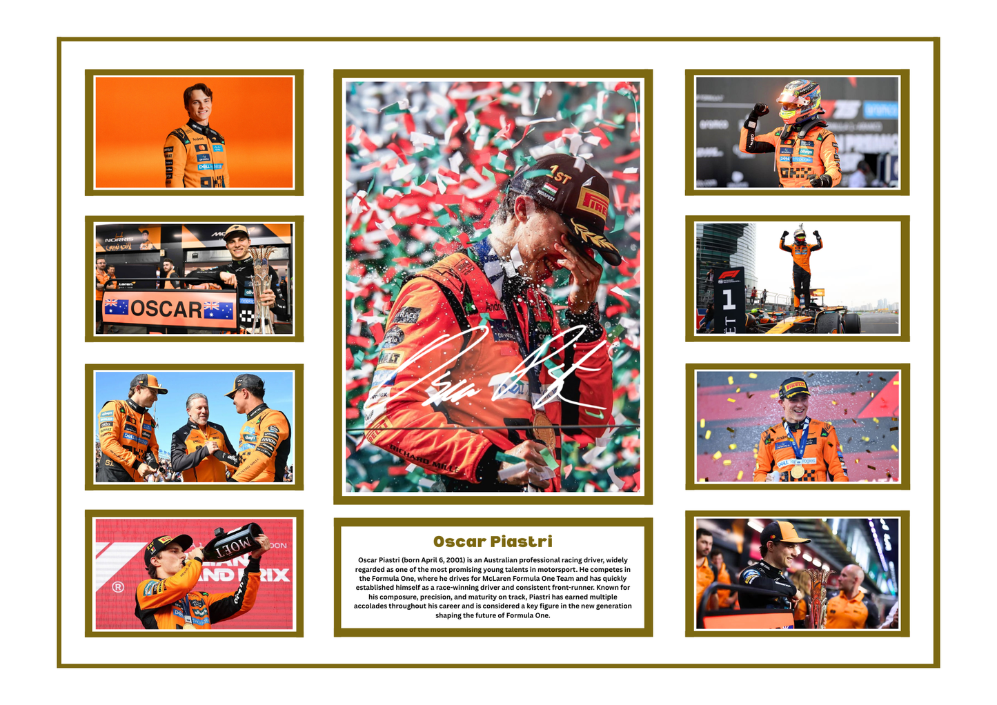 OSCAR PIASTRI SIGNED FRAMED LIMITED EDITION MEMORABILIA