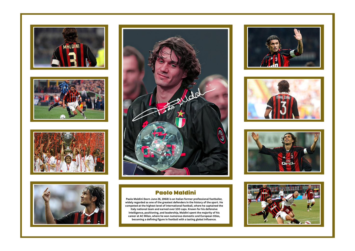 PAOLO MALDINI SIGNED FRAMED LIMITED EDITION MEMORABILIA