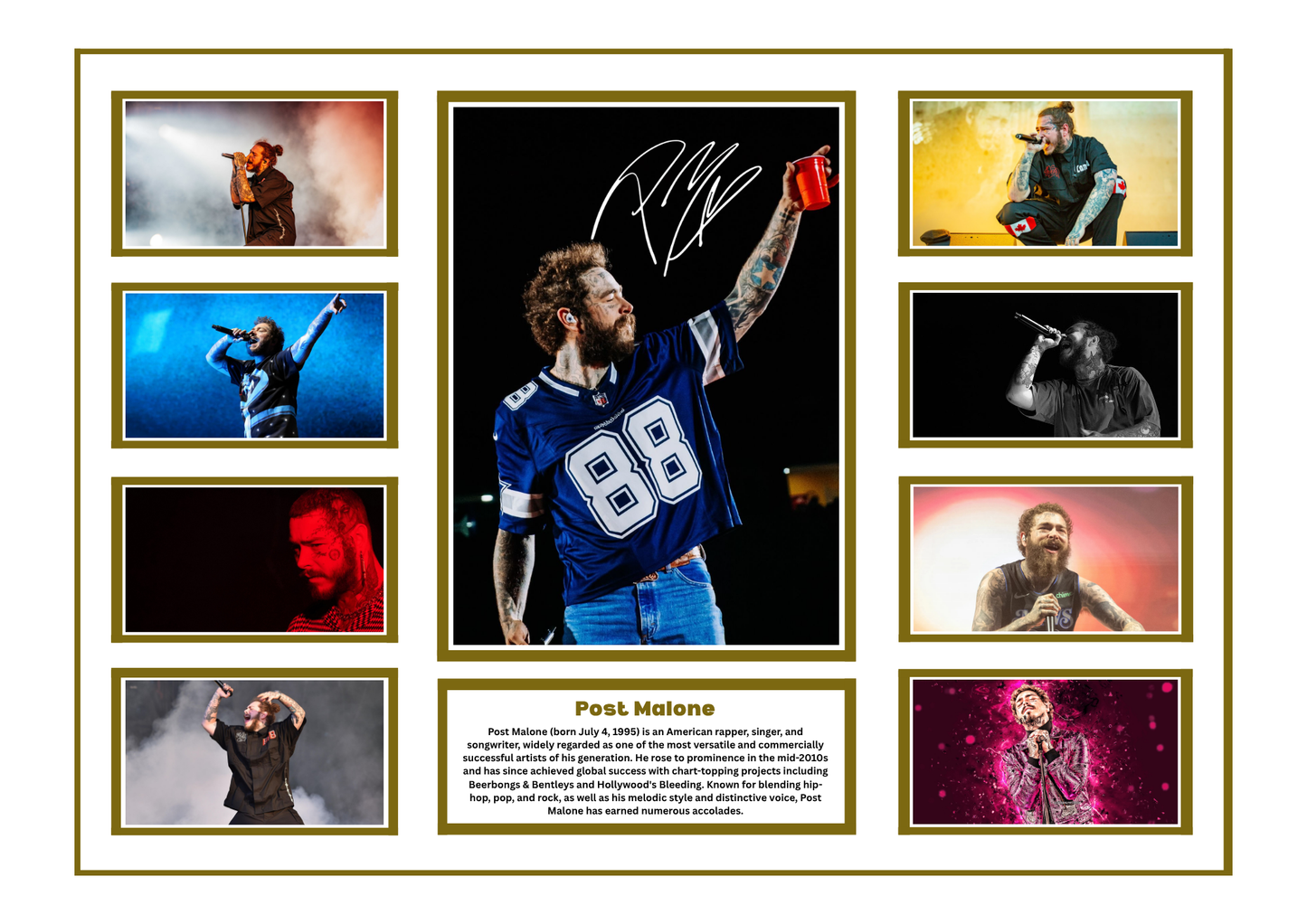 POST MALONE SIGNED FRAMED LIMITED EDITION MEMORABILIA