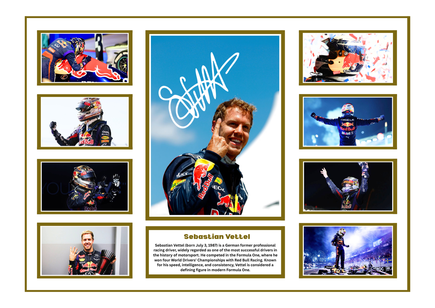 SEBASTIAN VETTEL SIGNED FRAMED LIMITED EDITION MEMORABILIA