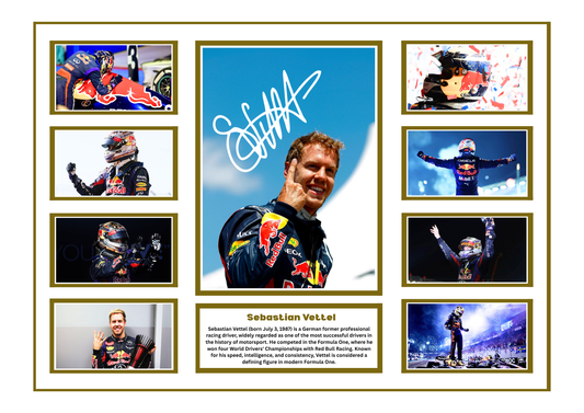 SEBASTIAN VETTEL SIGNED FRAMED LIMITED EDITION MEMORABILIA