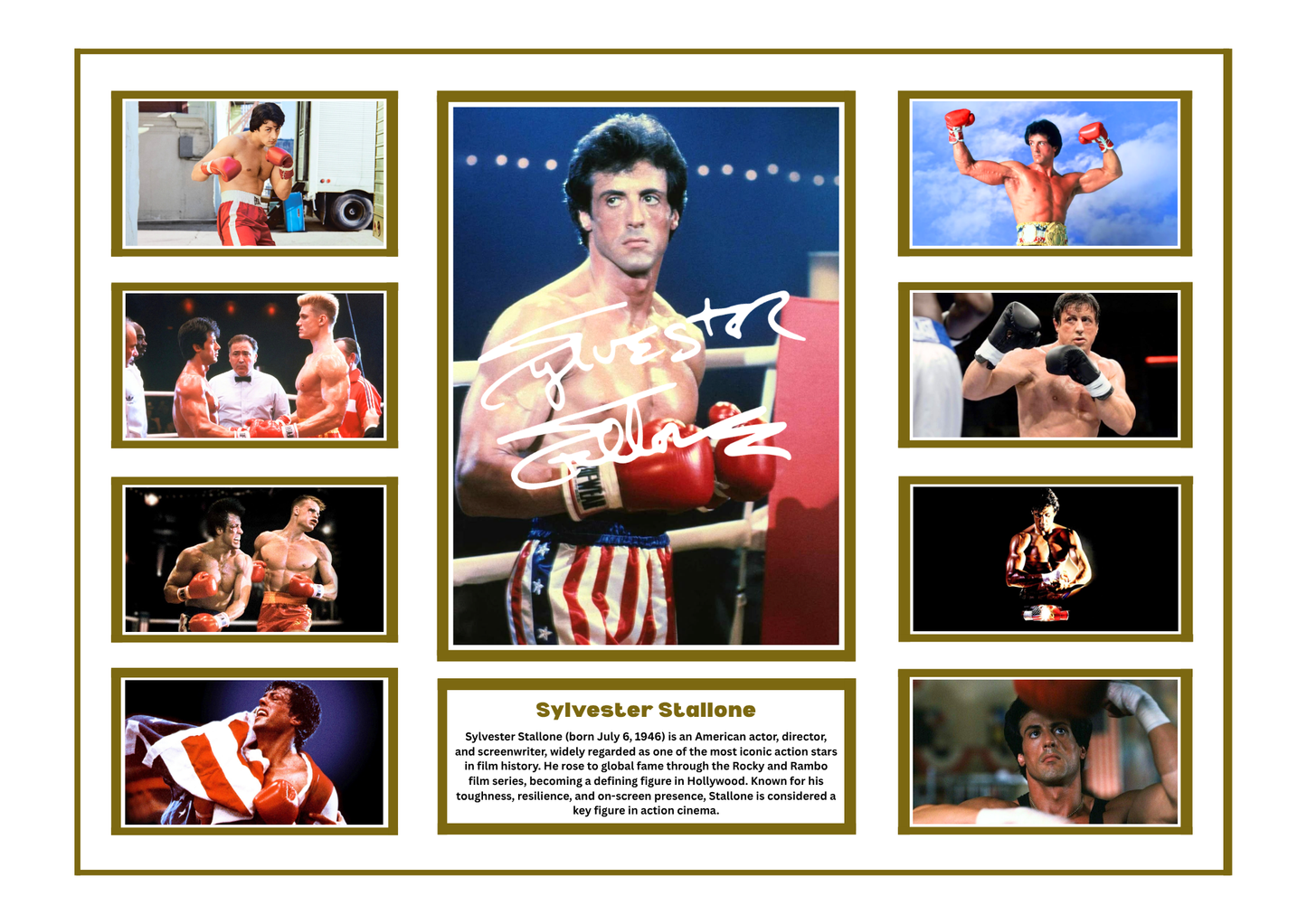 SYLVESTER STALLONE SIGNED FRAMED LIMITED EDITION MEMORABILIA