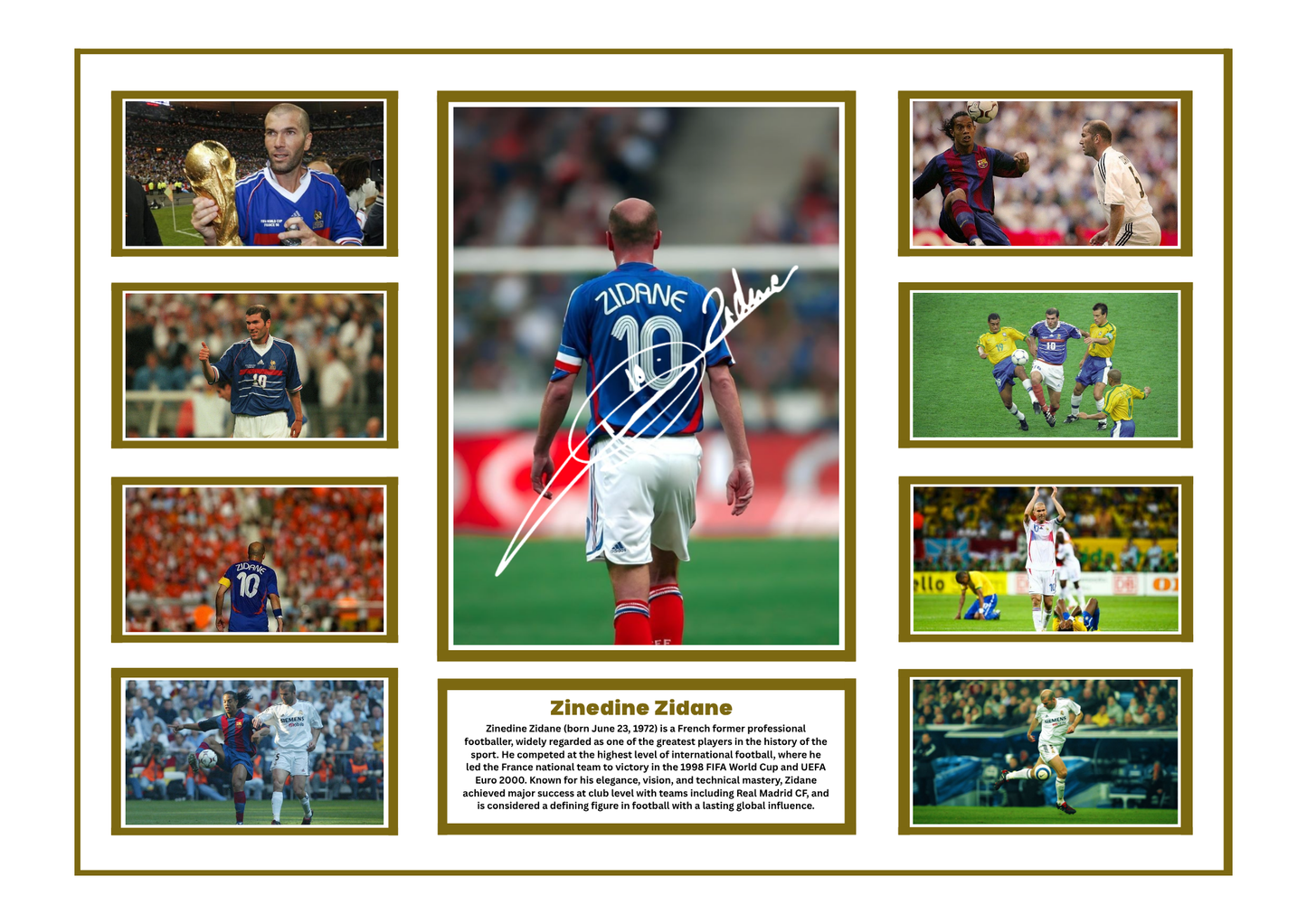 ZINEDINE ZIDANE SIGNED FRAMED LIMITED EDITION MEMORABILIA